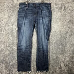 7 For All Mankind The Straight Jeans Mens 34x28 Blue Stretch Distressed